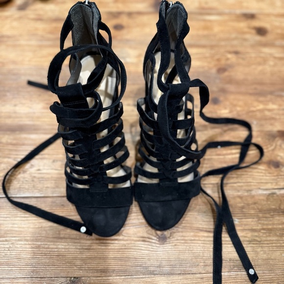 Sam Edelman Yarina Black Strappy 4” Chunky Heel Leather Sandals Women’s 7.5 EUC - Picture 9 of 12